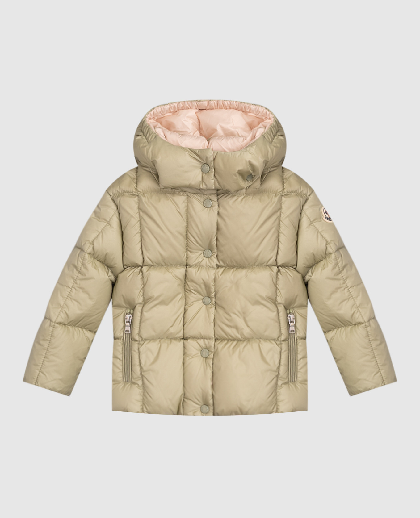 Children&#39;s green down jacket with logo patch Moncler ENFANT