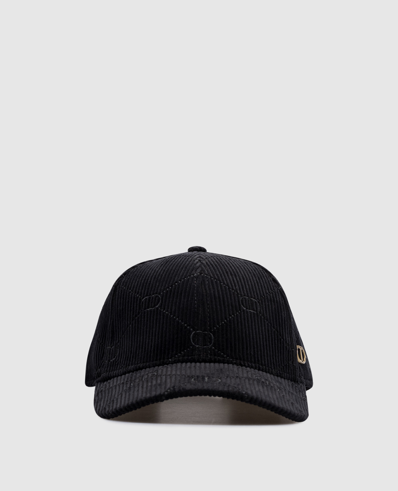 

Black corduroy cap with logo Twinset