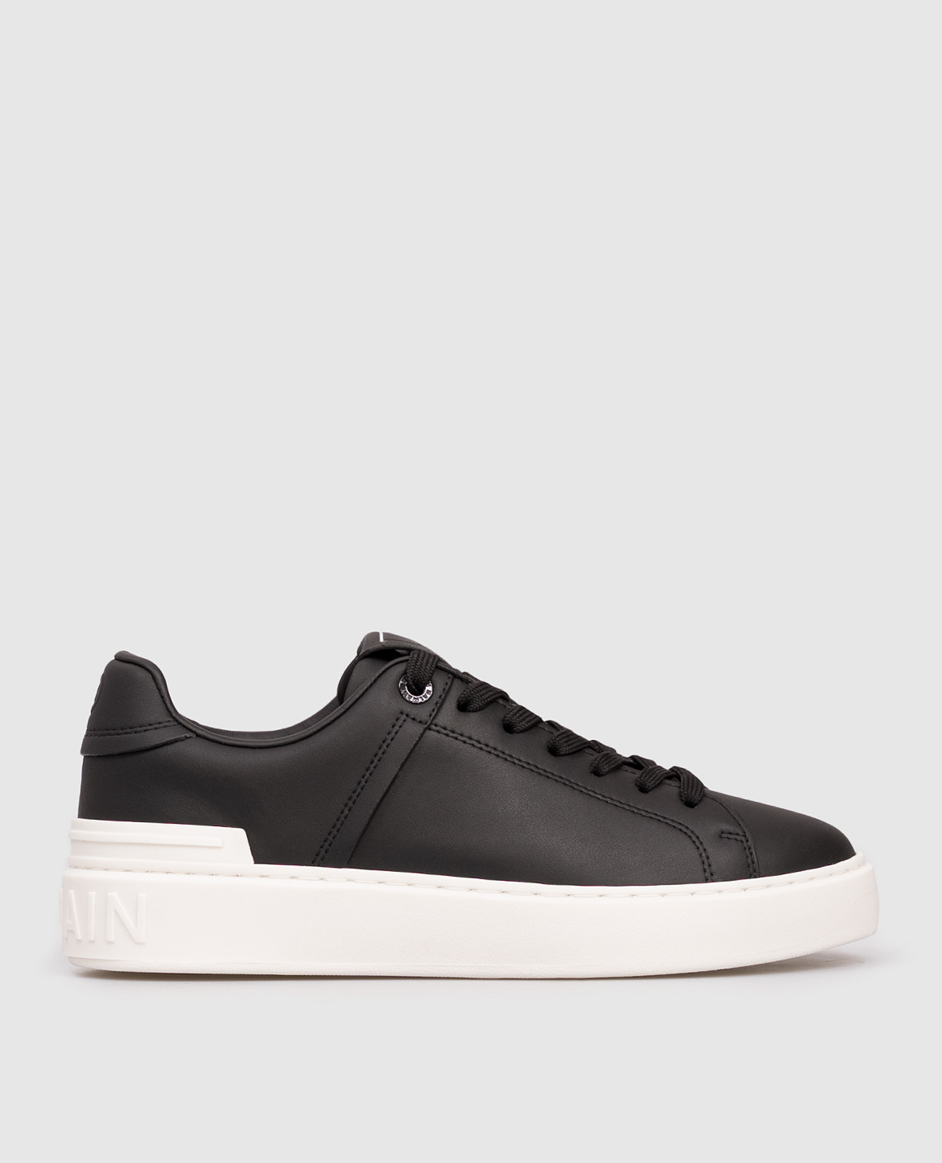 Black leather sneakers with logo Balmain