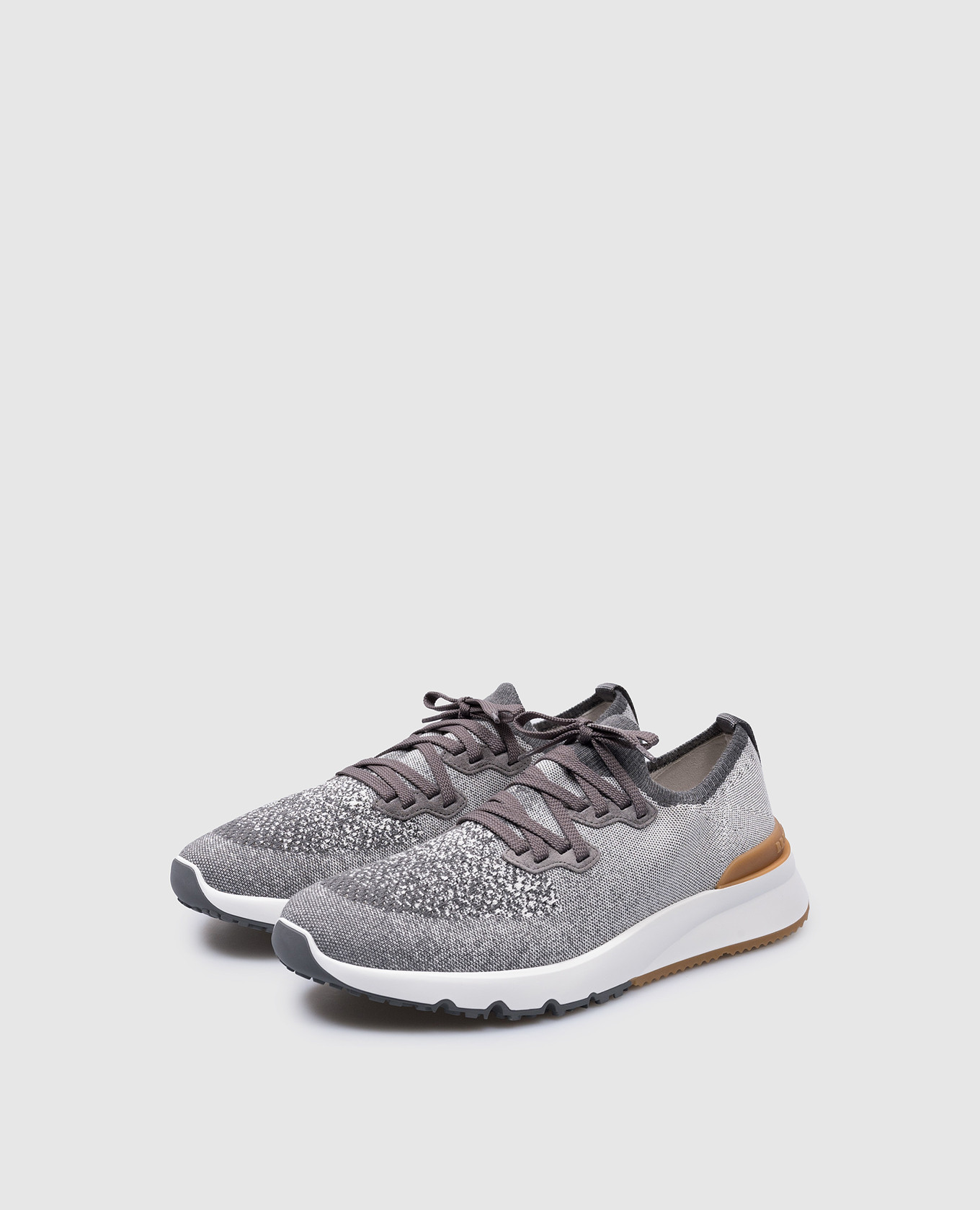 

Gray sneakers with leather inserts with a textured logo Brunello Cucinelli, Grey