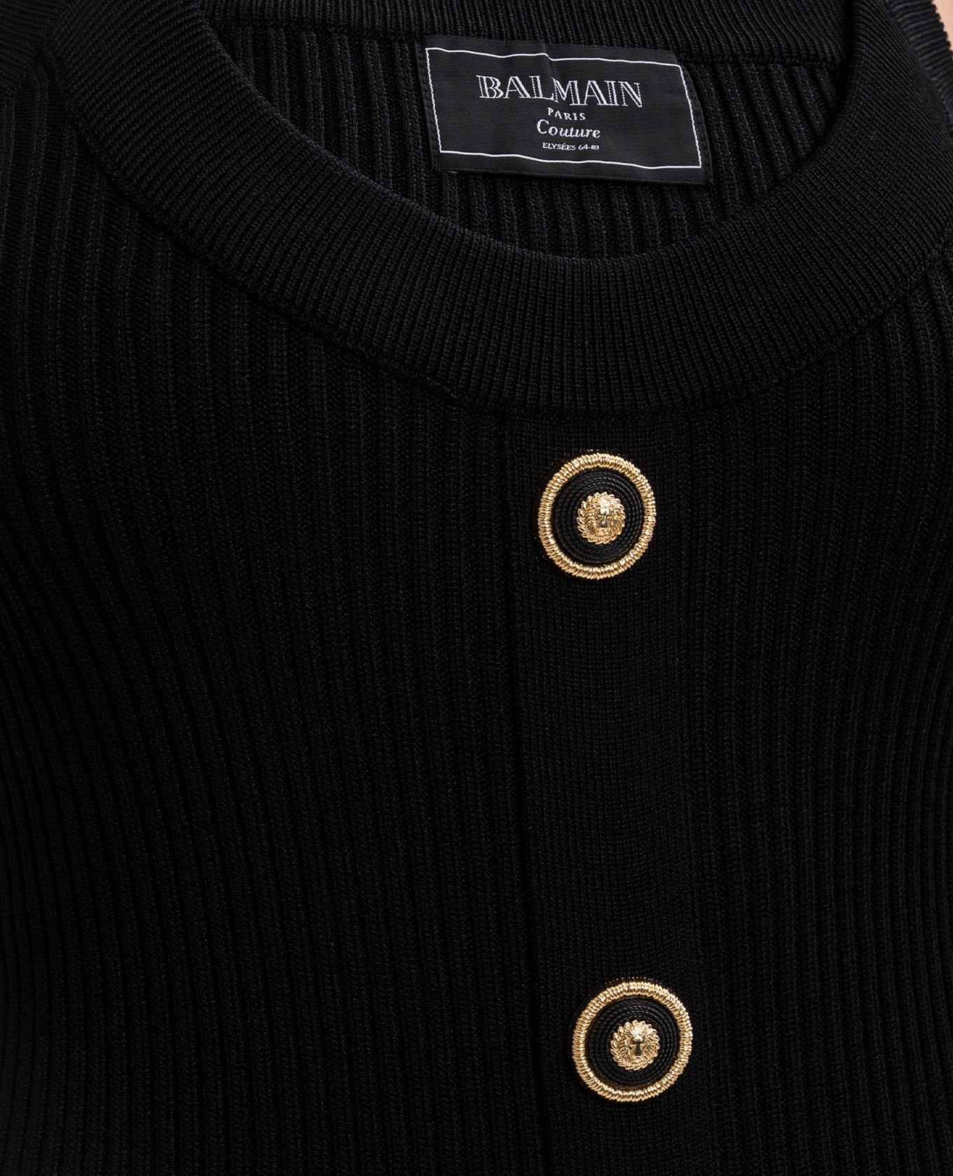 

Black ribbed mini dress with logo patch Balmain