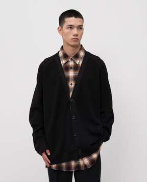 Juun.j Black double-layer cardigan with wool JC5851P615