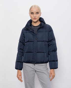 Peserico Blue down jacket with brand patch S2410606104