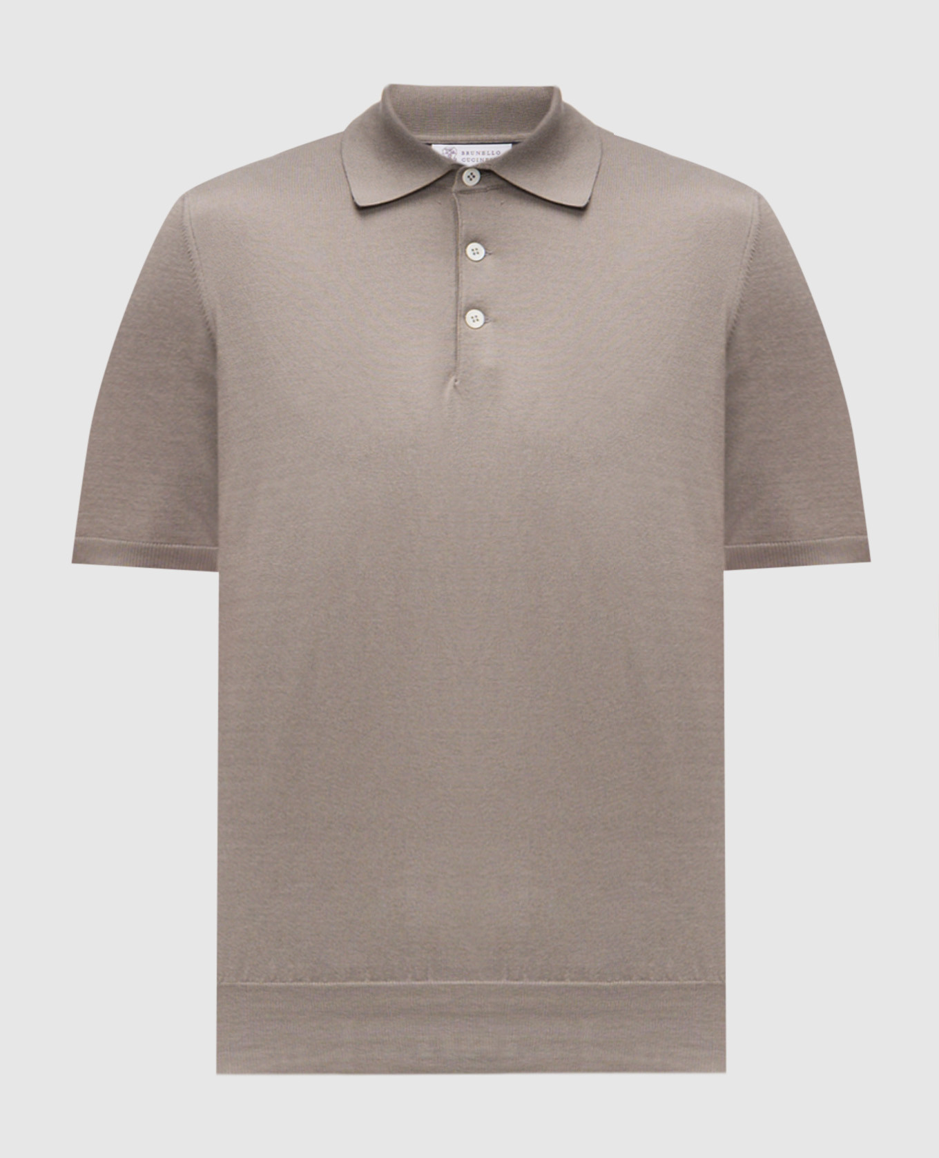 Khaki polo with piping Brunello Cucinelli