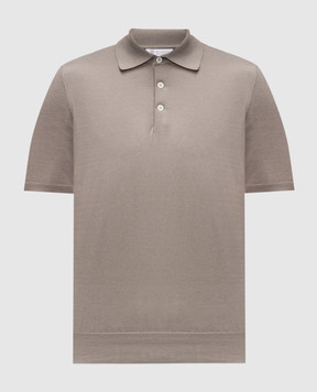 Brunello Cucinelli Khaki polo with piping M29800125