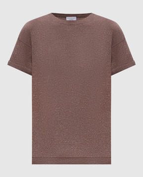 Brunello Cucinelli Brown cashmere and silk lurex t-shirt M41810000