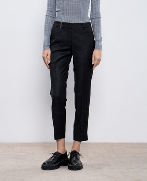 Peserico Gray wool, silk and cashmere trousers with branded patch P0421802579