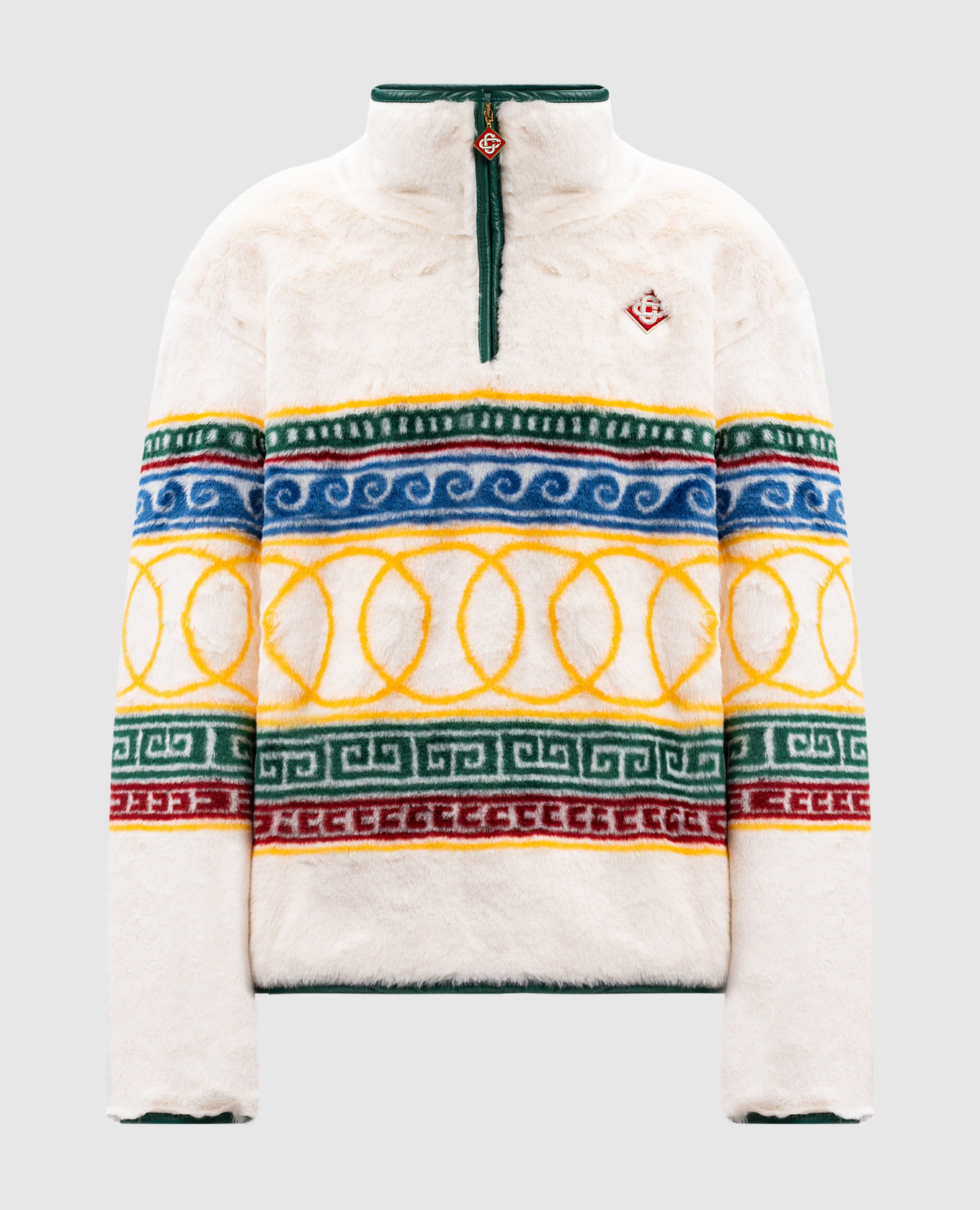 Les anneaux white sweater with leather inserts casablanca
