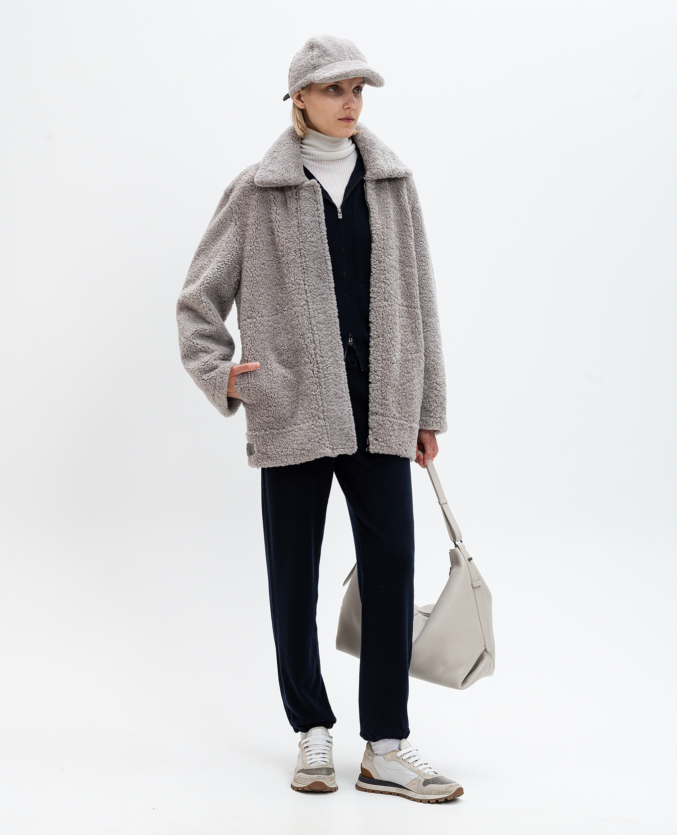 Gray shearling coat Simonetta Ravizza 2