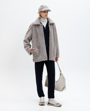 Simonetta Ravizza Gray shearling coat F04JA273H1