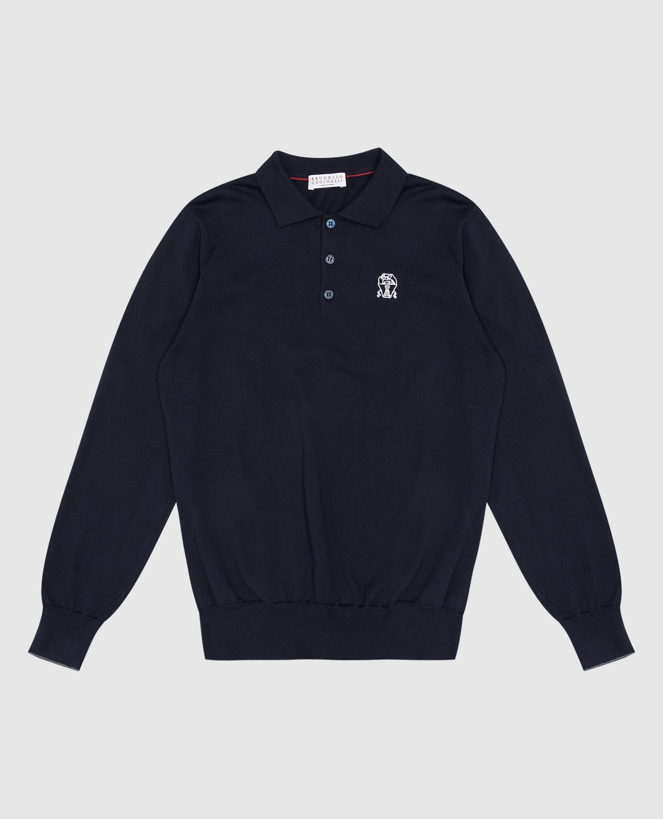 Children's blue polo shirt with logo embroidery brunello cucinelli