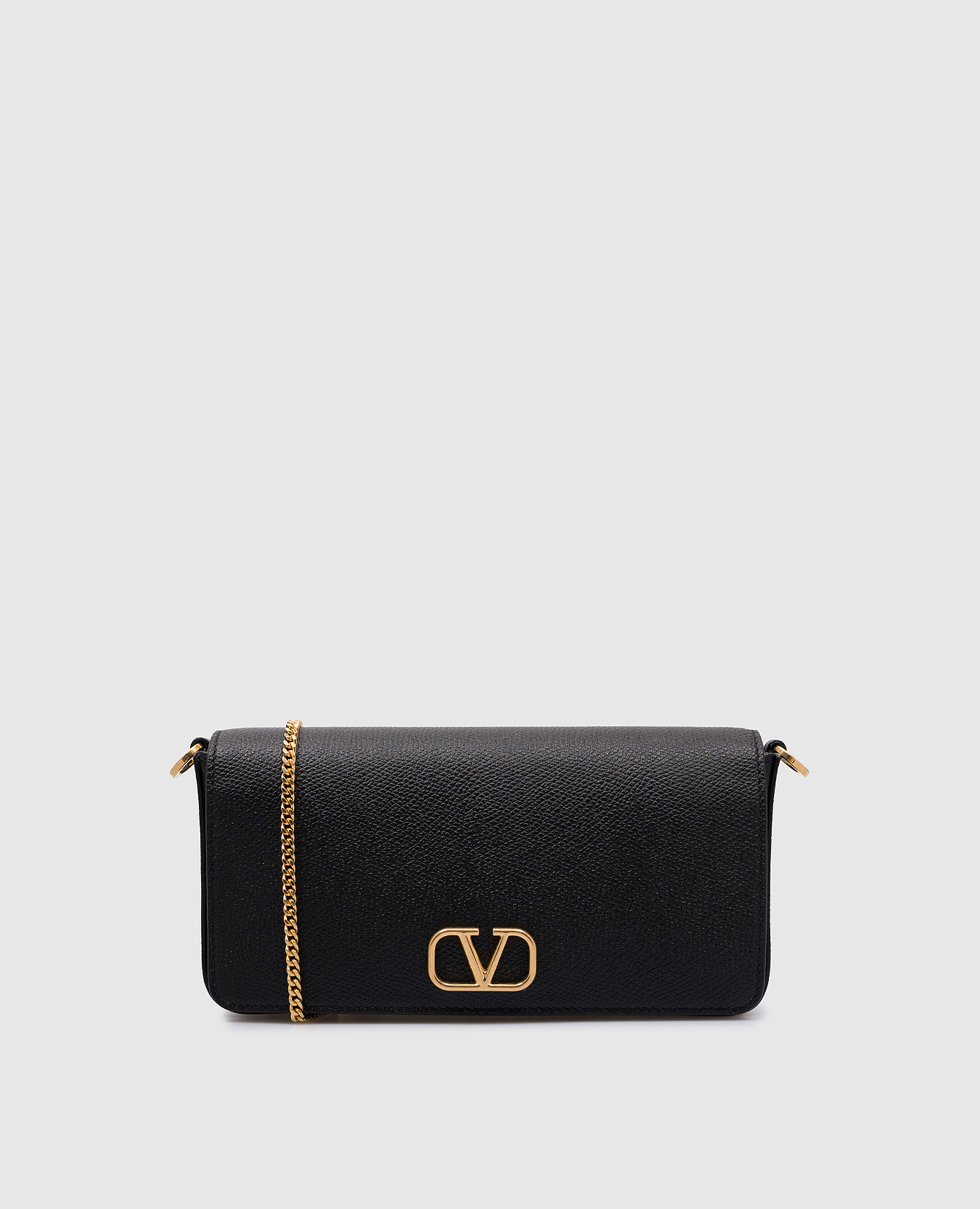 

VLogo Signature Black Leather Clutch Valentino, Черный