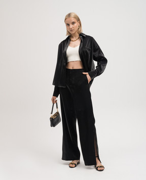 AERON VAPOR black satin pants with slits VAPOR