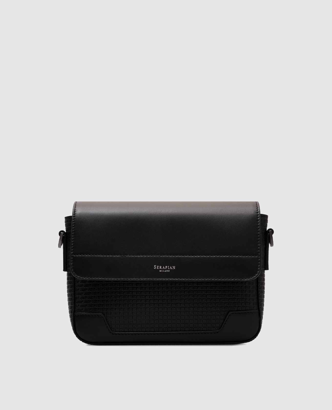 

Black leather messenger bag FLAP Serapian