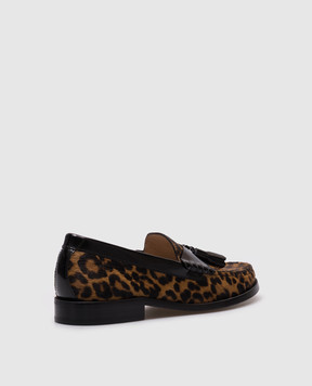 Stuart Weitzman Brown leather LOTTIE loafers in animal print SL594