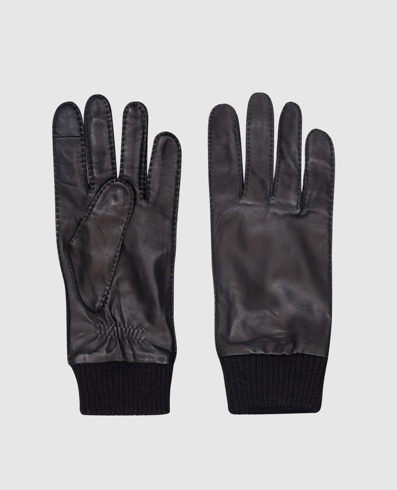 

Black leather gloves with logo patch Ami Paris