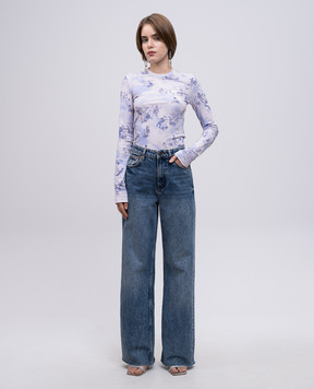 Off-White Blue long-sleeve shirt with fresco print OWAD136S25JER003