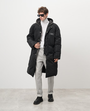 Balmain Black elongated jacket with logo patch DH0TQ080XK13