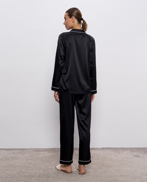 Dore & Rose Black silk pajamas with edging PREMIUMSILKPJSET