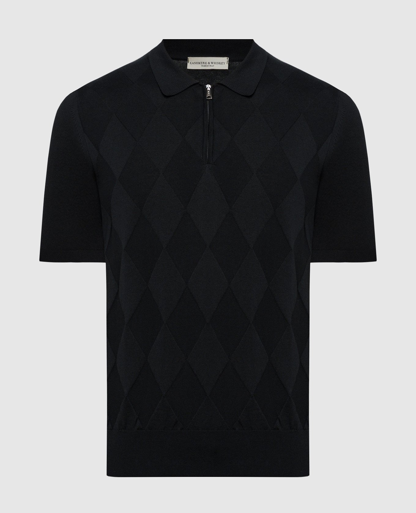 

Black silk and cashmere polo with a textured pattern Cashmere&Whiskey