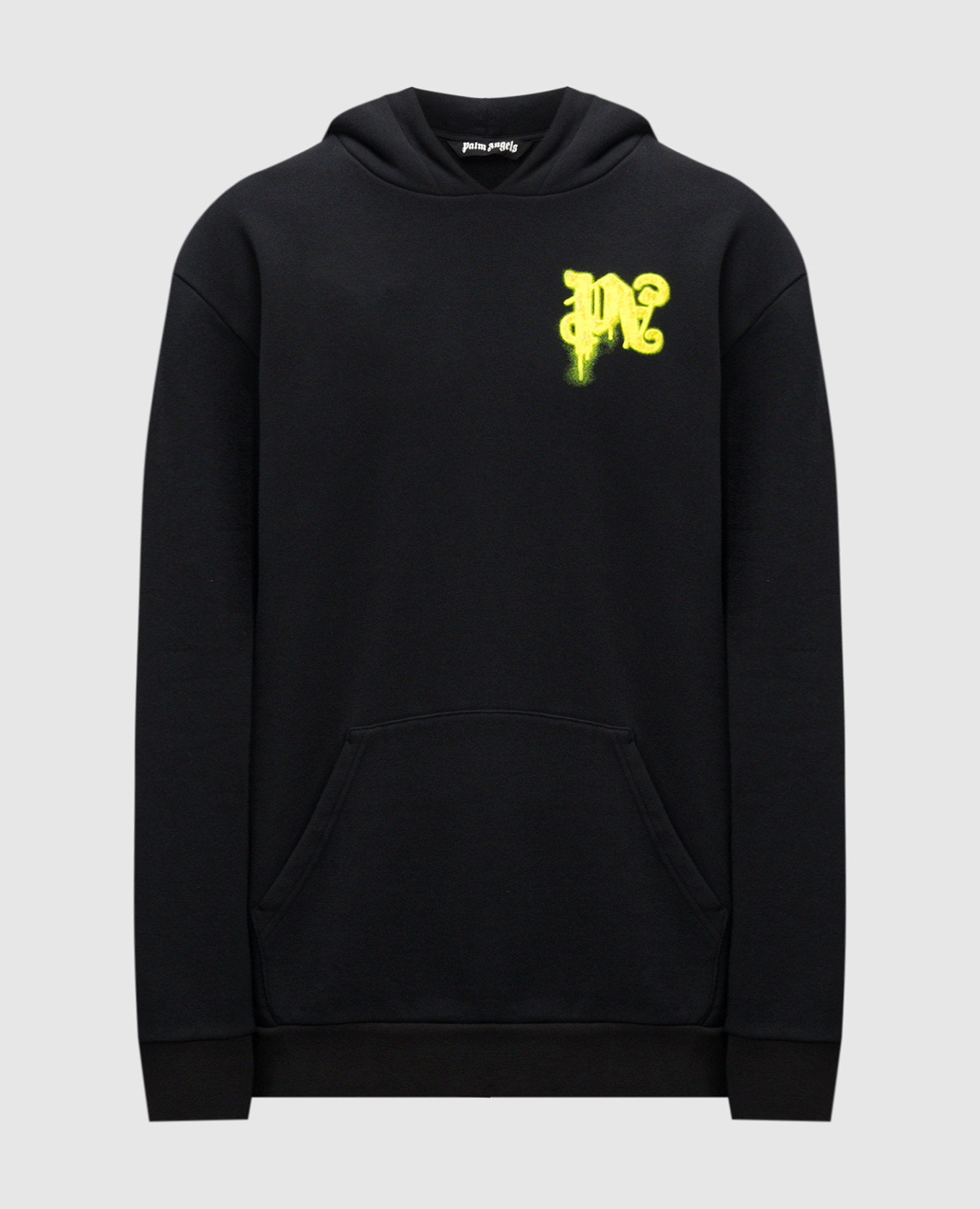 

Black THINKING PENCIL hoodie with textured logo monogram print Palm Angels
