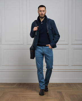 Stefano Ricci Blue jeans with leather logo patch MFT41S3080T145BL