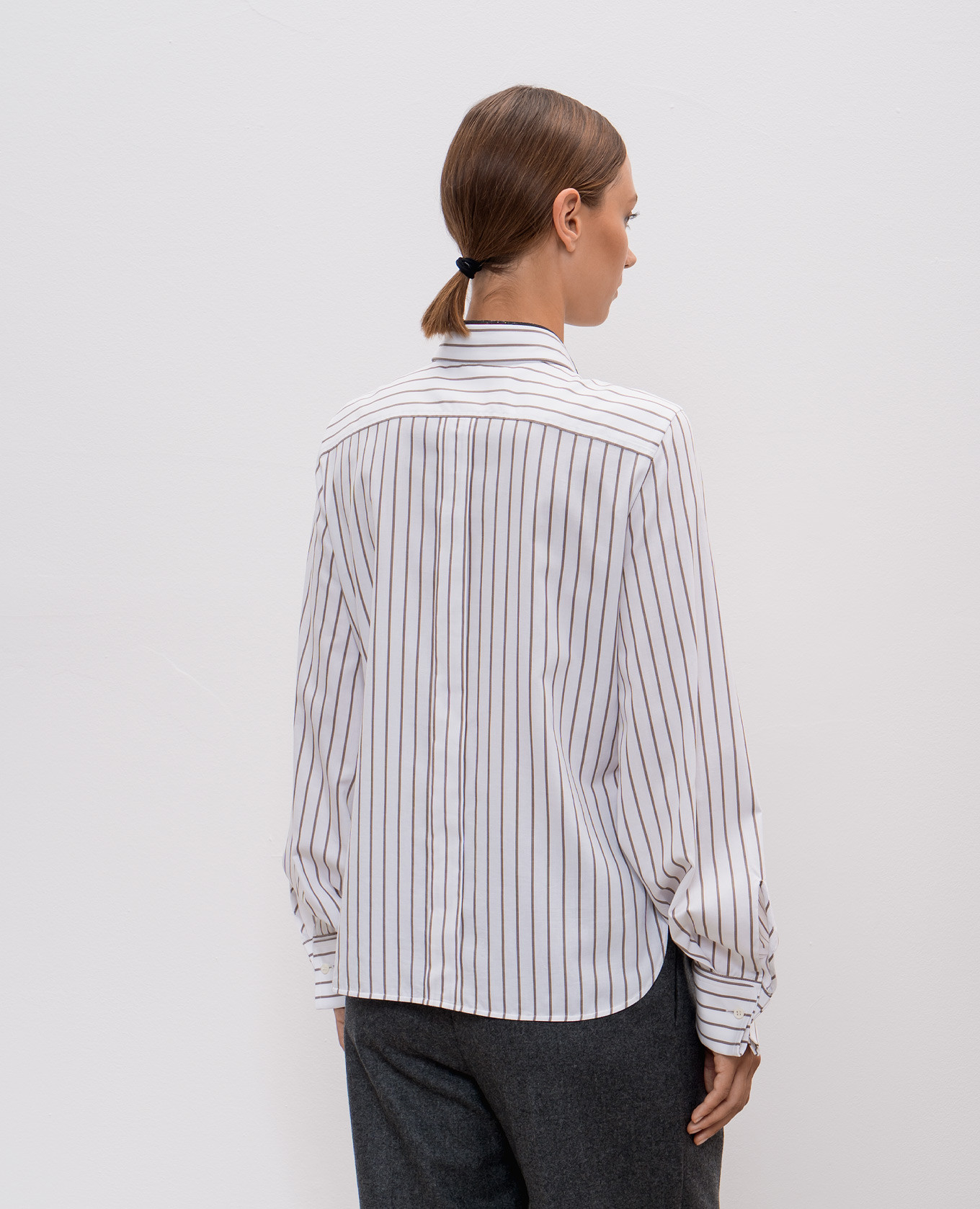 White striped shirt with monil chain Brunello Cucinelli 4