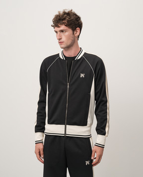 Palm Angels Black sports jacket with logo embroidery PMBD080F24FAB001