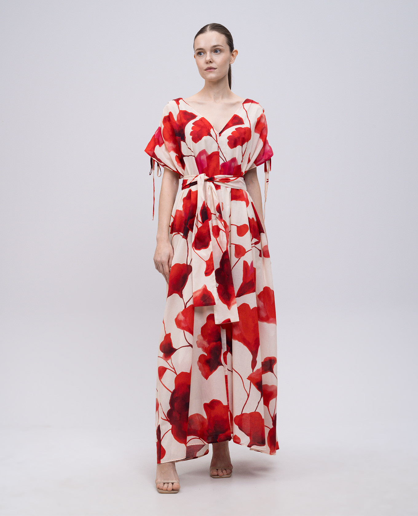 

Beige printed maxi dress Solotre