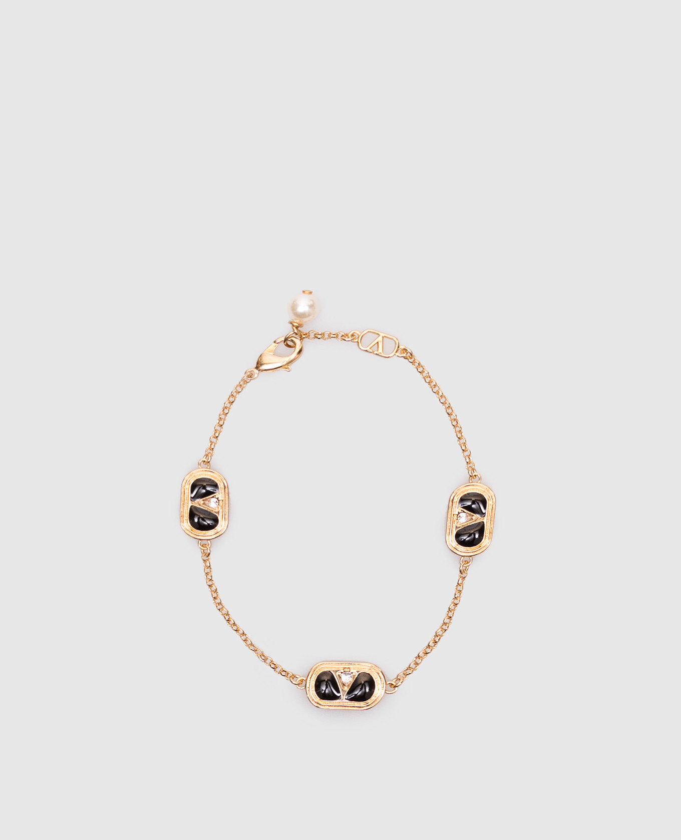 

Gold bracelet with Swarovski crystals and pearl Valentino, Golden
