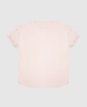 Brunello Cucinelli Children's pink T-shirt with a monil chain B0T81T439B