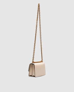 Valentino Beige leather messenger bag with metal VLogo Signature emblem 6W2B0R17GCB