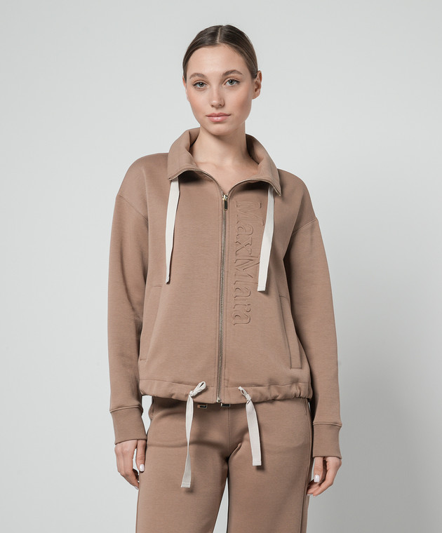 【送料&関税込】Max Mara guglia Jacket Max Mara - Guglia brown sports jacket with textured logo