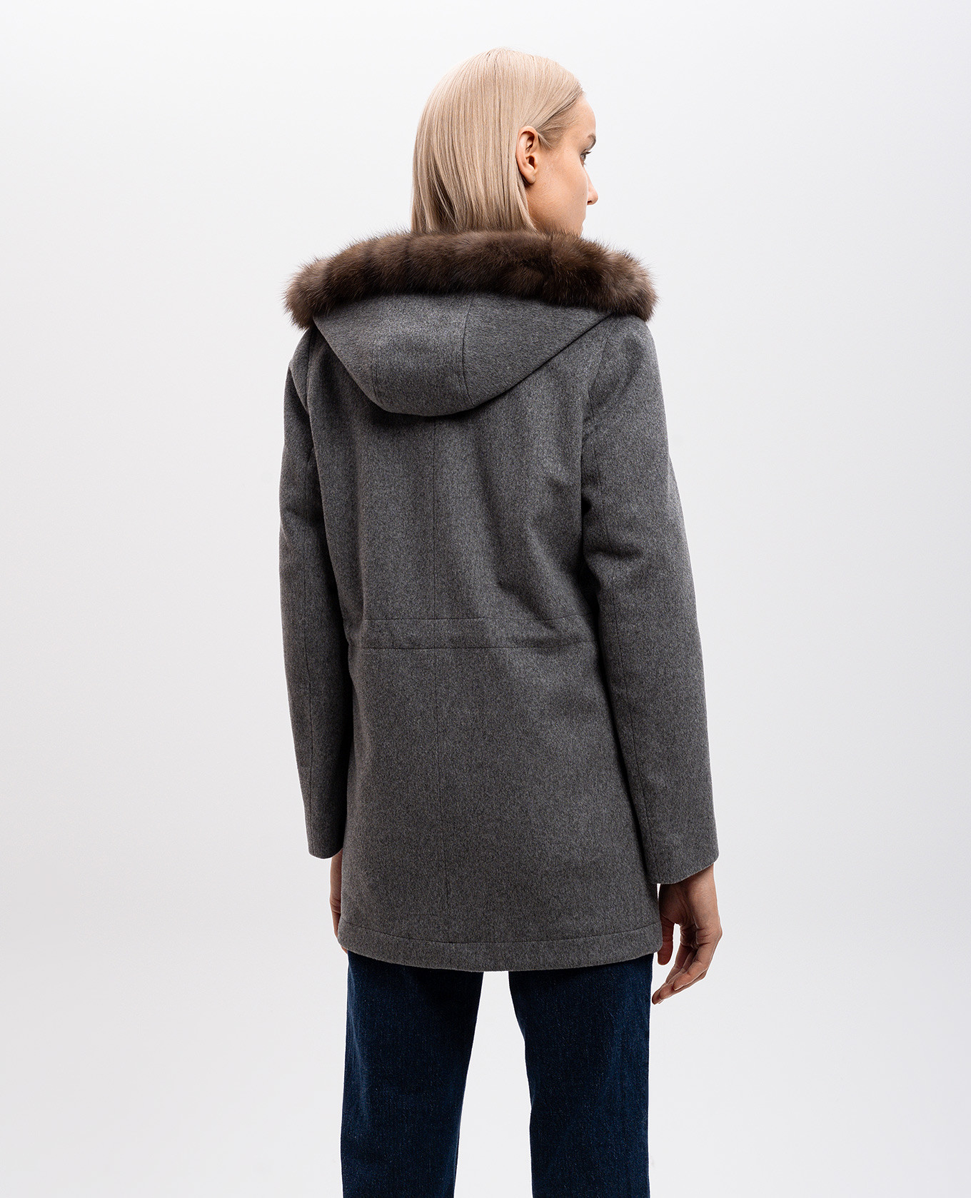 

Gray coat made of wool with fur Heresis, Grey