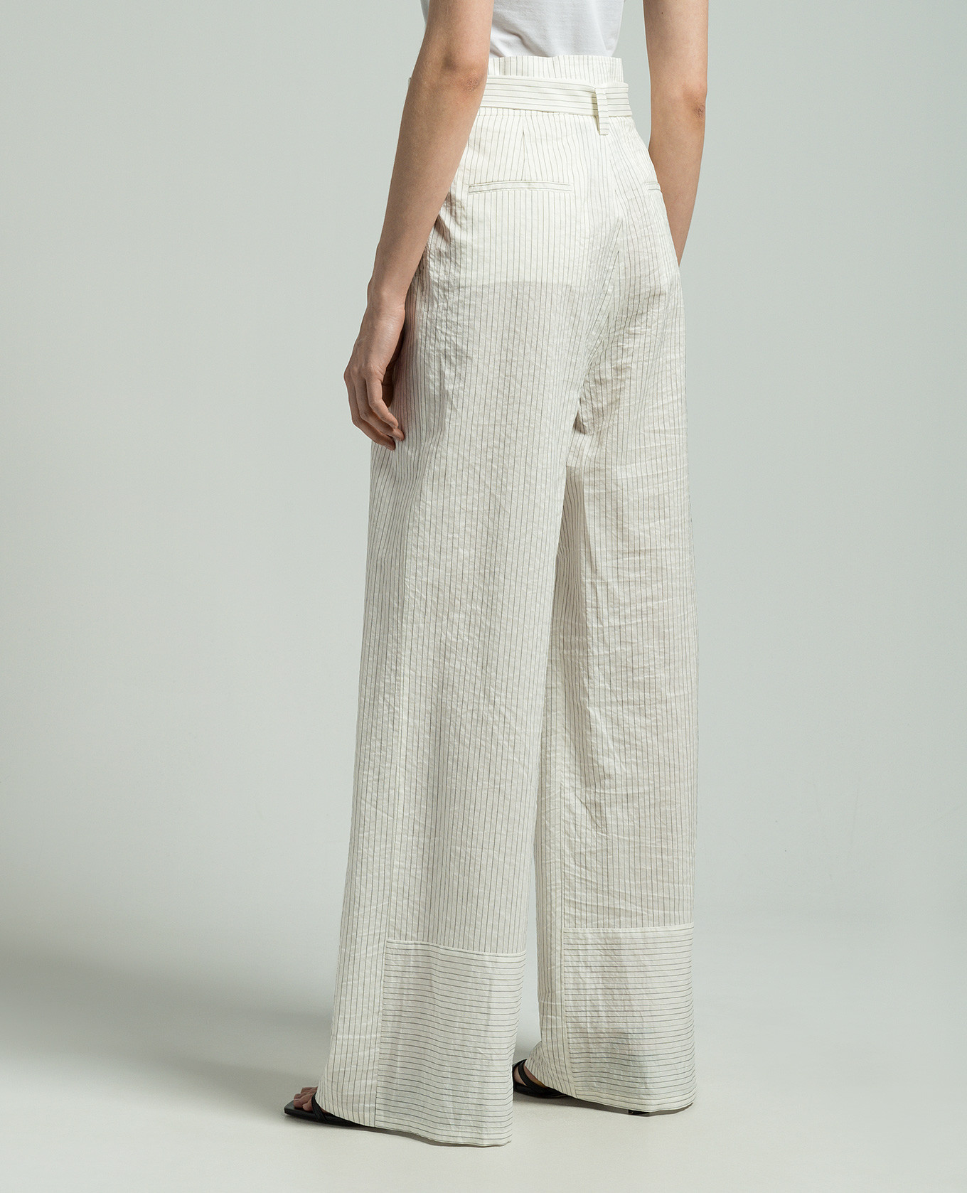 

White pants XERO with striped silk Max Mara