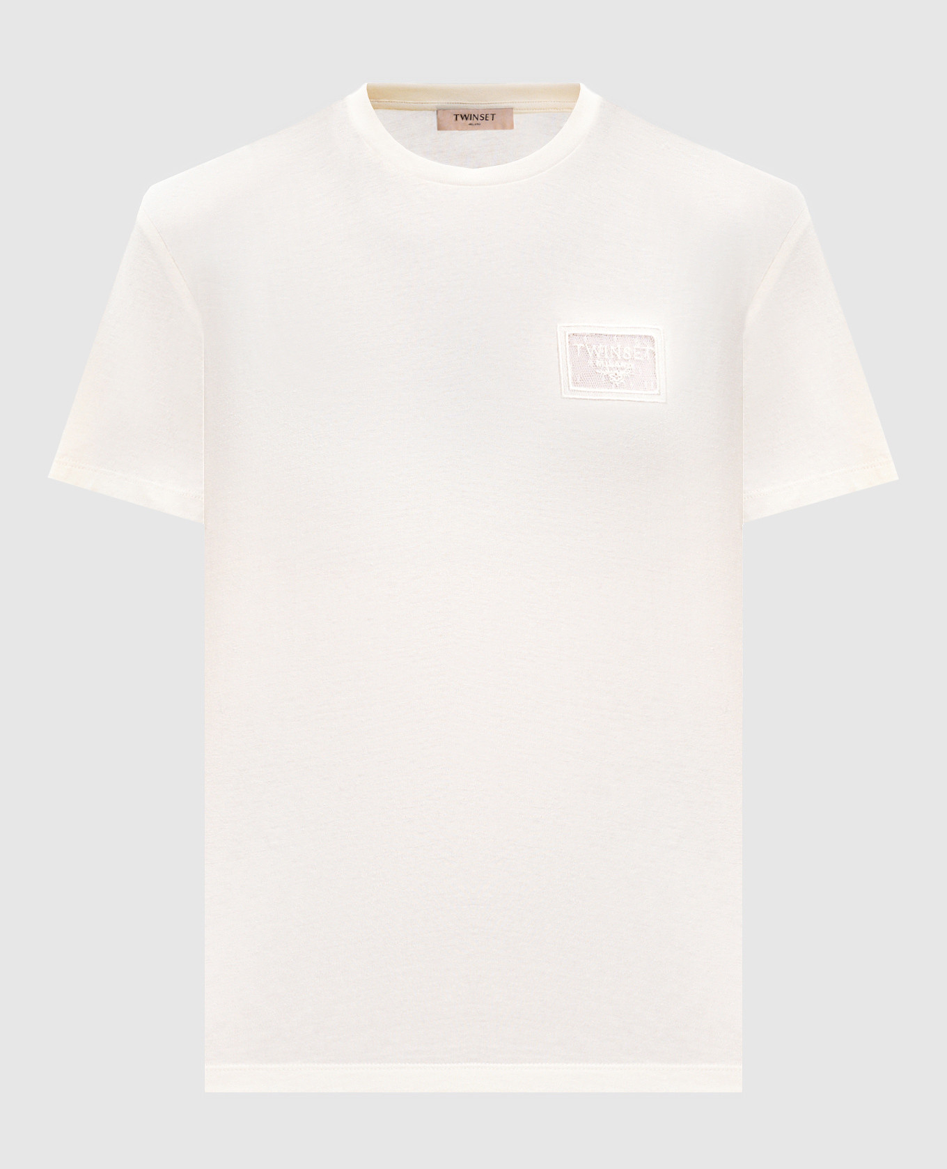 Beige T-shirt with logo embroidery Twinset