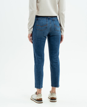 Peserico Blue distressed jeans with logo A04525L24Q04280