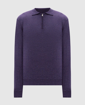 Cashmere&Whiskey Purple merino wool polo shirt 94394Z