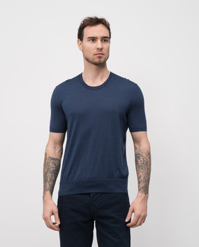 Tom Ford Blue cashmere and silk T-shirt KCS017YMK005S23