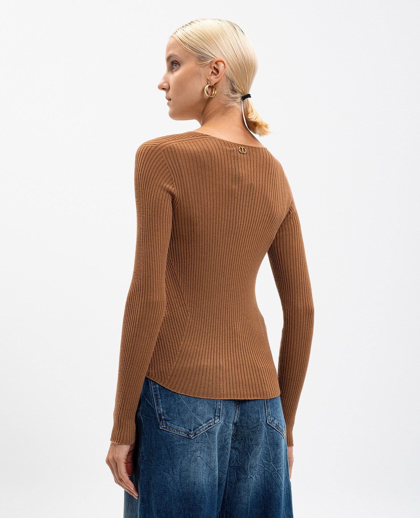 Brown wool pullover Twinset 4