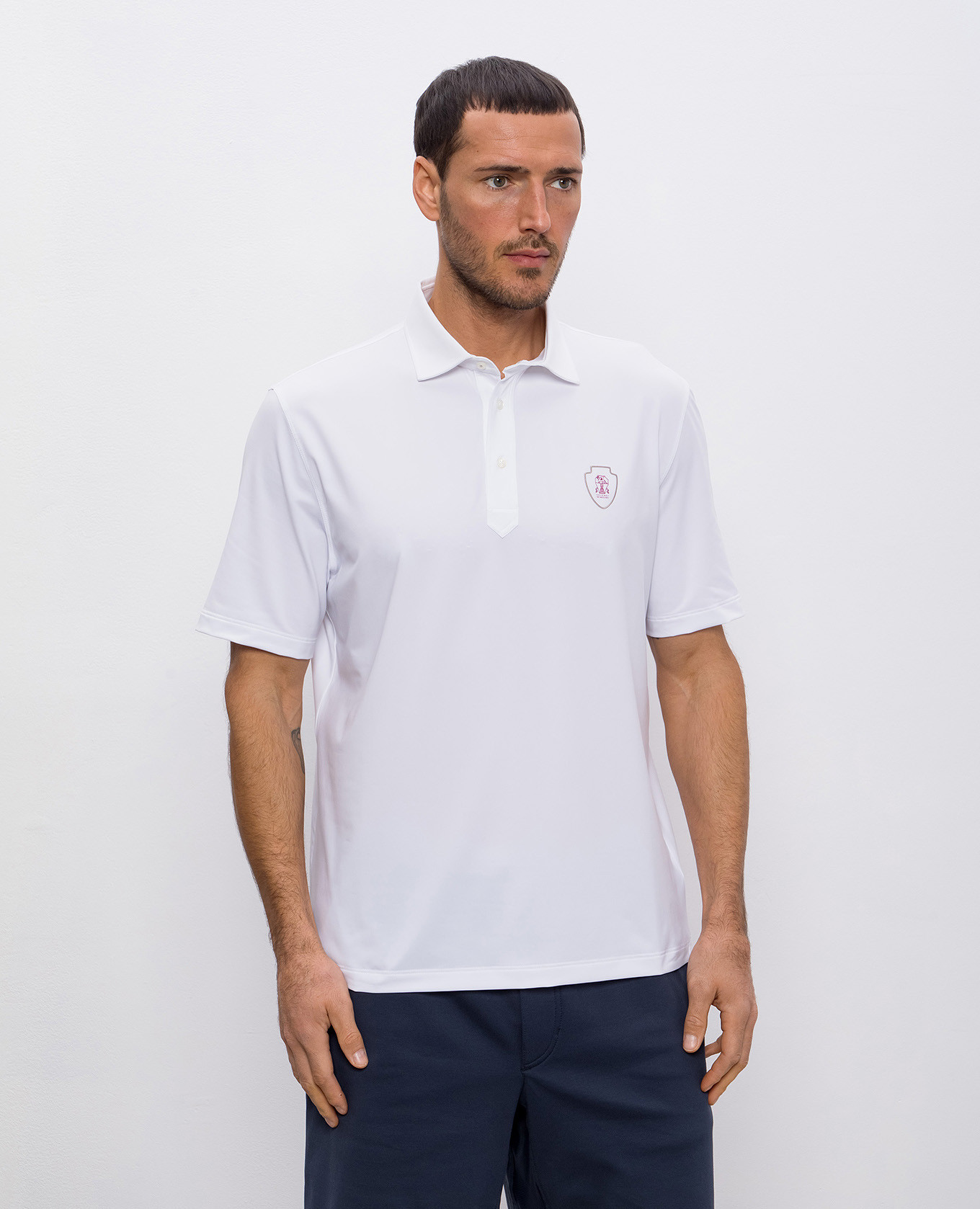 

White polo with logo emblem Brunello Cucinelli
