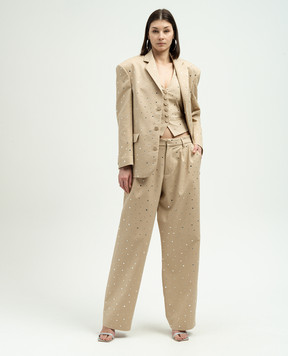 Giuseppe Di Morabito Milano Beige pants with crystals 02SSPA098FM02237