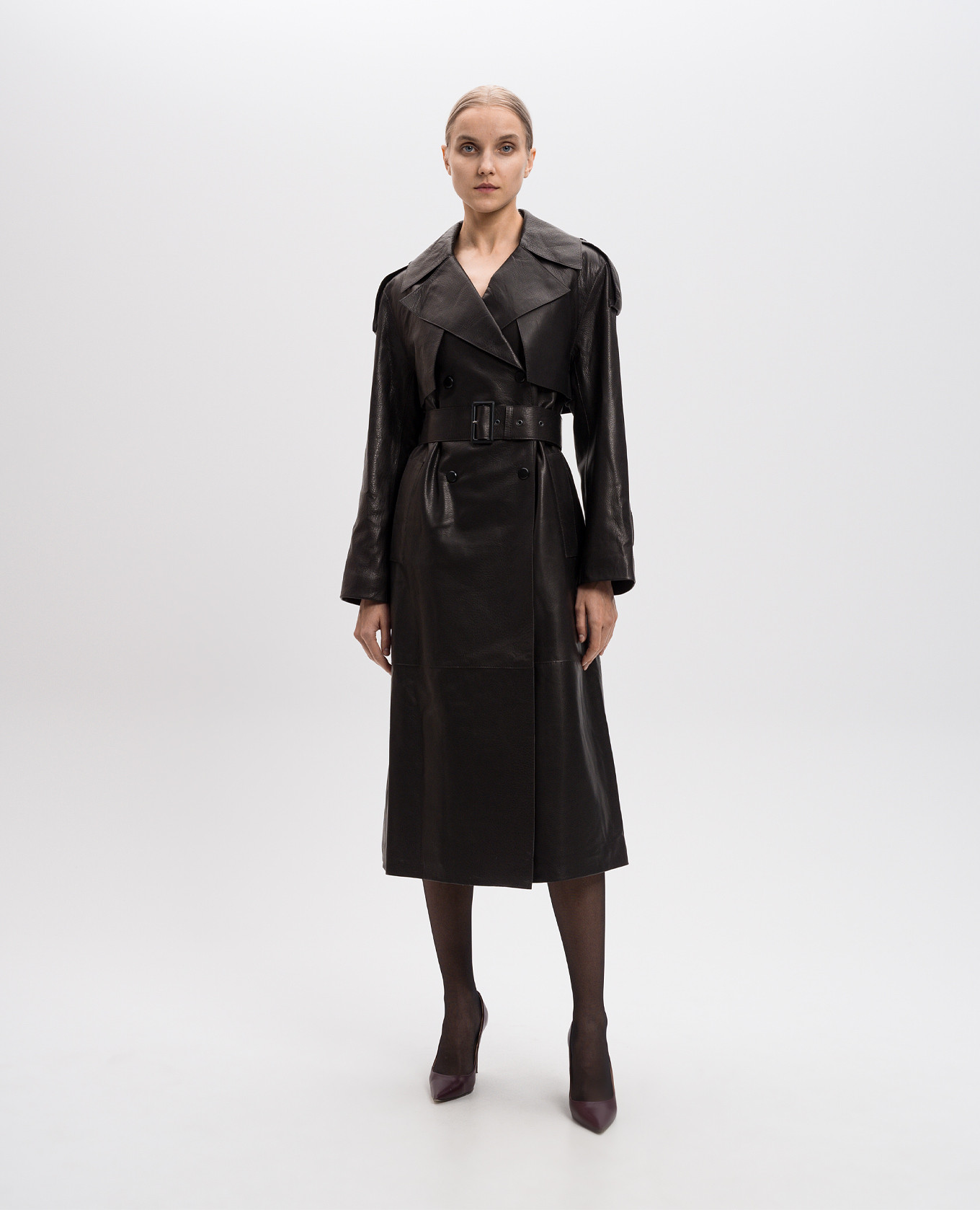 

Brown double-breasted leather trench coat Babe Pay Pls