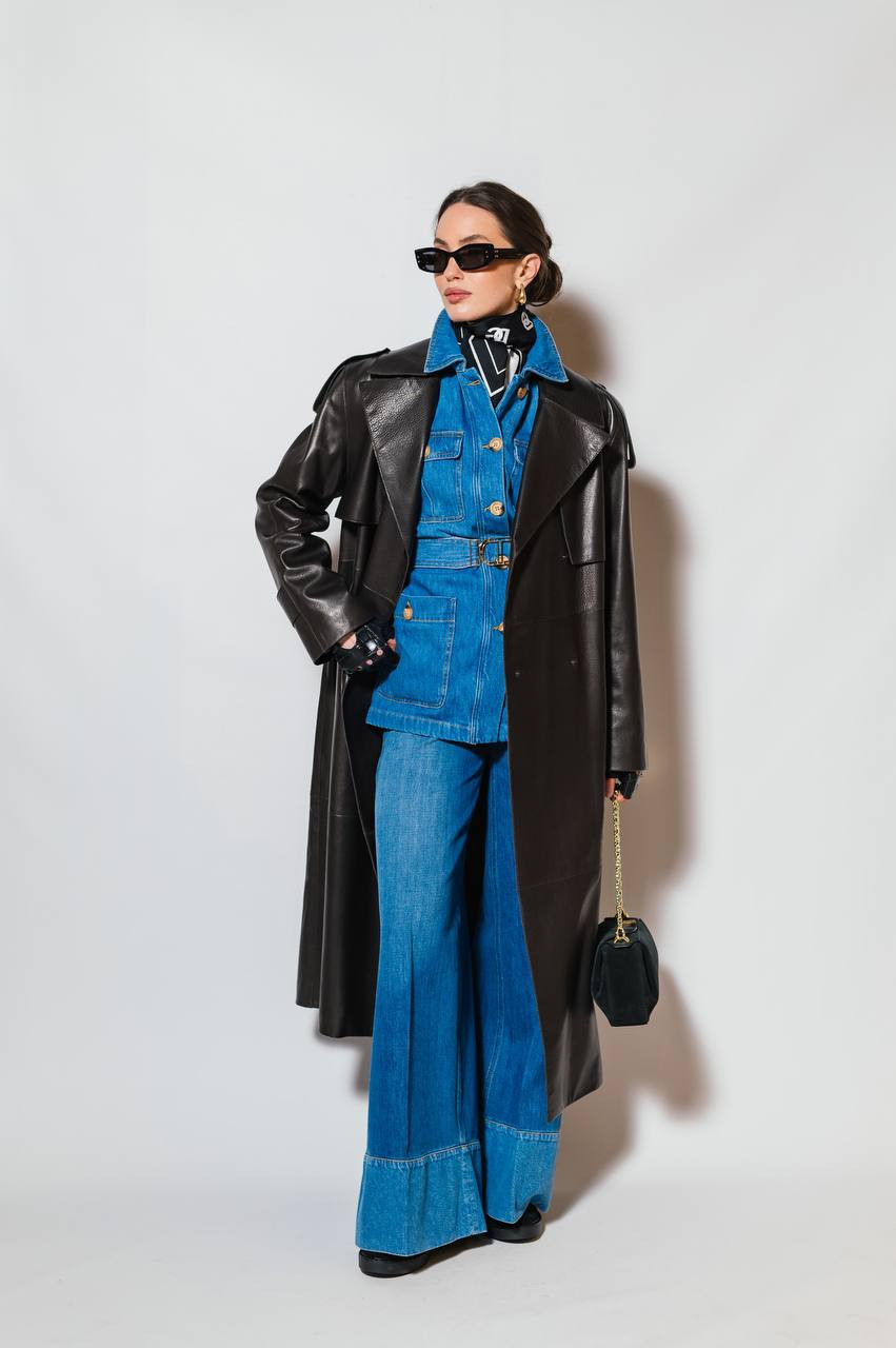 

Blue denim jacket with belt Twinset