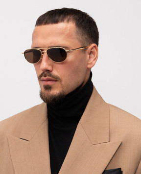 Bottega Veneta Gold Fin Aviator Sunglasses 845791V4450
