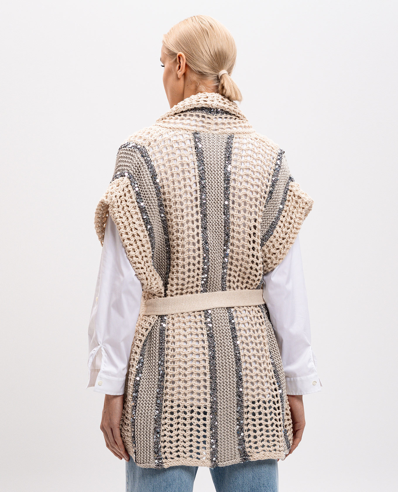 

Beige openwork vest with sequins Brunello Cucinelli