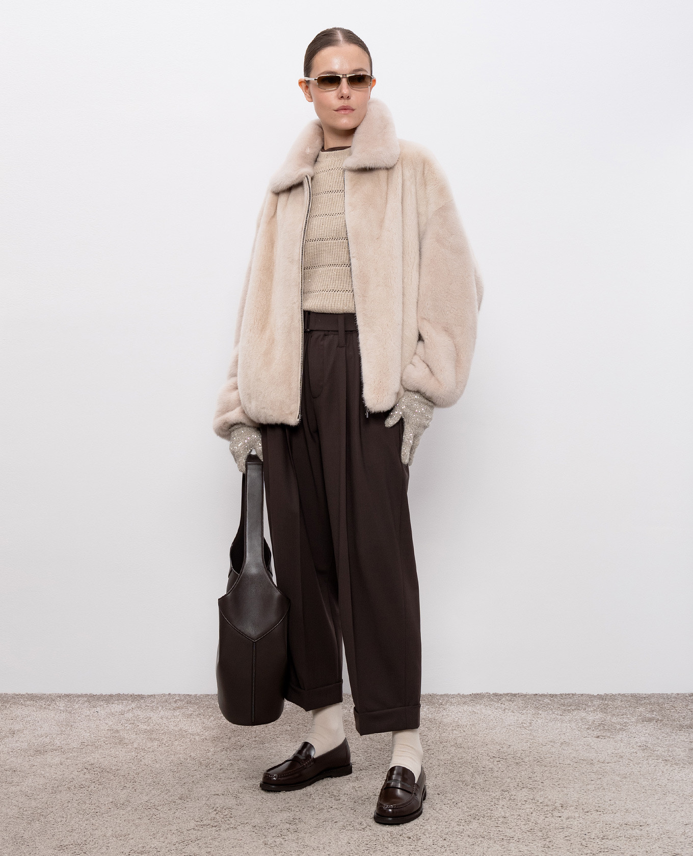 

Beige cashmere and wool vest with lurex Brunello Cucinelli