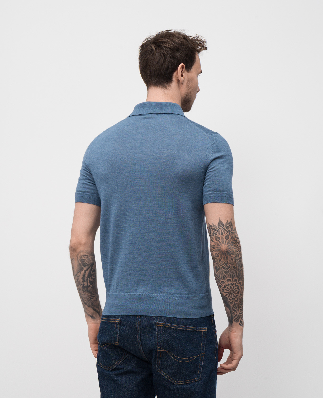 

Blue cashmere and silk polo shirt Tom Ford, Light blue
