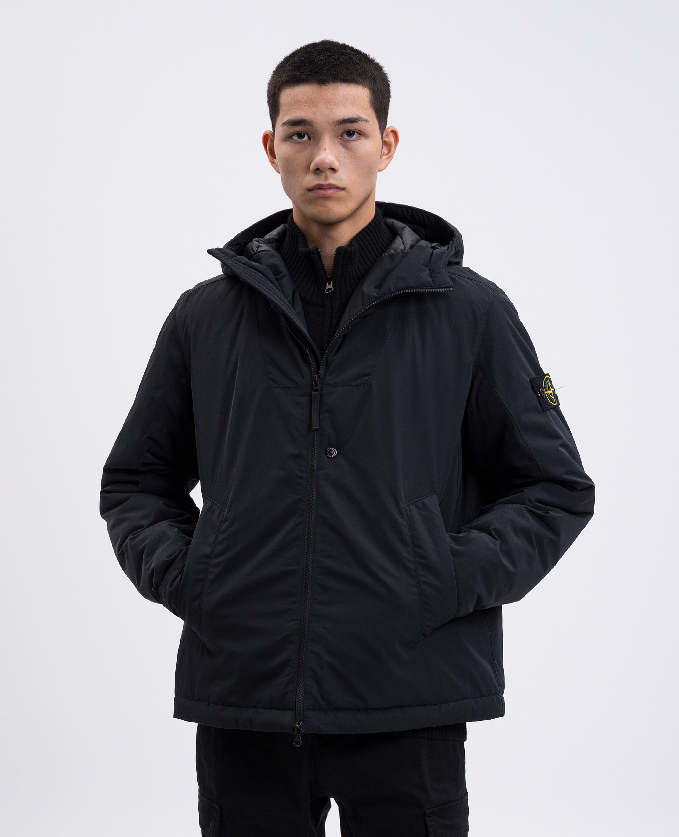 

Black jacket with logo Stone Island