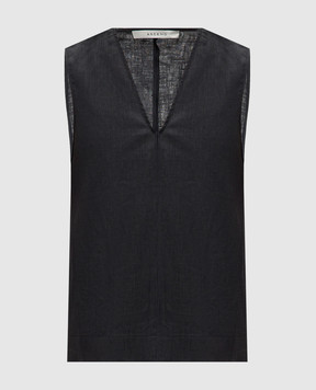 Asceno Phoebe black linen top T049F44C01